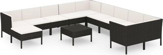 vidaXL 12 Pcs Garden Lounge Set Con Cojines De Prueba De Vime Pe