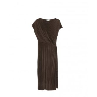 Vince Maxi Dresses, female, Brown, Size: M Directional Pleated Twist Dress