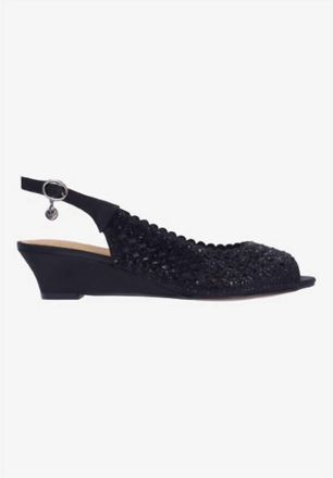 J. Rene&eacute; Womens Malorie Sling Back Pumps In Black Satin/stones