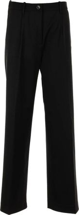 Nine In The Morning Zwarte Straight Broek met Pences - Dames - Wijde Broeken - Zwart - W30 - Broeken