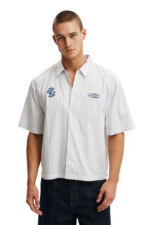 Cotton On Mens Alex Short Sleeve Shirt in 2Ndstar White Stripe Print at Nordstrom, Size Xx-Small