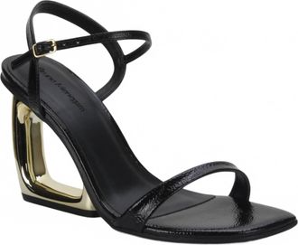 Bruno Menegatti Womens Etna Patent Dress Sandal Sculpted Heel In Black