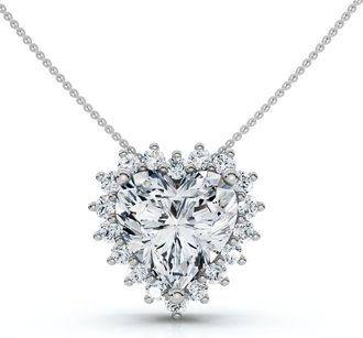 Pompeii3 Certified 2 1/4Ct Heart Diamond Pendant 14k Gold 18 Necklace Lab Grown