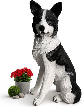 Relaxdays Relaxdays Figura De Perro Collie Para Jard&iacute;n, 68 X 34,5 X 43 Cm, Poliresina, Resistente A La Intemperie, Blanco/negro