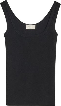 A Paper Kid Tops, Dames, Zwart, S, Katoen, Ribgebreide Tanktop