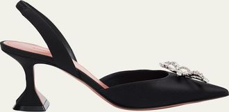 Amina Muaddi 70mm Rosie Embellished Satin Slingback Pumps