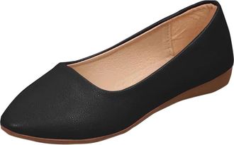 Generic Ladies Flat Shoes Comfortable Casual Ballet Flats Pointed Toe Solid Color Classic Stylish Breathable Slip On Walking Flats Shoes Work Shopping Black