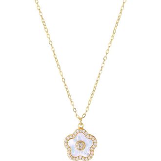 Adornia Floral Mother-of-Pearl Pendant Necklace in Gold/White at Nordstrom Rack
