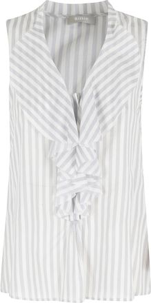Kiltie Gray Yvette Ruffled V-Neck Cotton Top