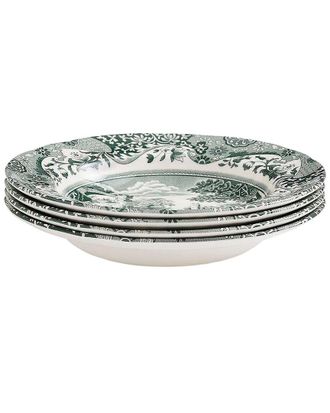 Spode Set Of 4 Green Italian 9In Soup Plates