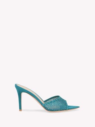 Gianvito Rossi Rania Mule 85 in Blue Fabric And Suede at Nordstrom, Size 39