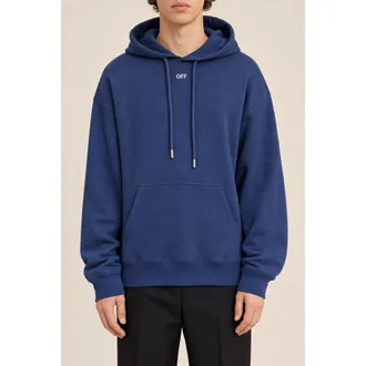 Off-white Mens Dark Blue Cotton Hoodie, Size XS