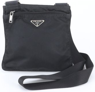 Prada Black Leather Nylon Shoulder Bag (Pre-Owned)