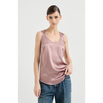 Brunello Cucinelli Satin top in Antique Pink at Nordstrom, Size Xx-Large Eu