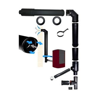 MBM Kit De Tubos De Conducto De Humos Para Estufa De Pellets Coaxial Dn 80/130 Salida De Humos Aspiraci&oacute;n De Aire Hecho En Italia