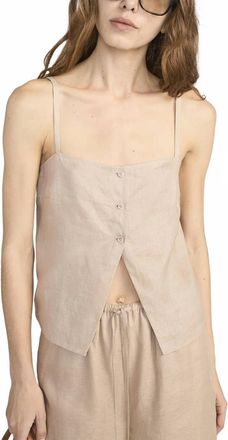 Frame Denim Linen Button Cami In Flax