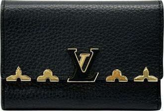 Louis Vuitton Black Noir Leather Long Wallet (Bi-Fold) (Pre-Owned)