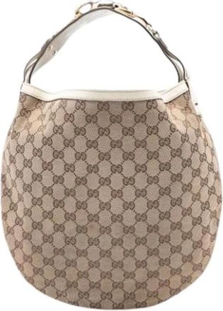 Gucci Pre-owned Shoulder Bags, female, Beige, Size: ONE SIZE Pre-owned Canvas Shoulder Bag