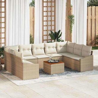 vidaXL Conjunto De Sof&aacute; De Jard&iacute;n Con Coj&iacute;n 10 Pcs Beige Polirat&aacute;n Vidaxl