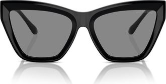 Michael Kors Dubai 57mm Cat Eye Sunglasses in Black /Dark Grey Solid at Nordstrom