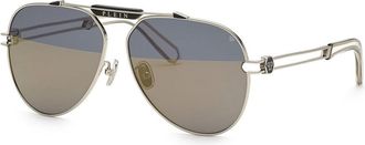 Philipp Plein SPP048M 0K07 Mens Sunglasses Silver Size 62