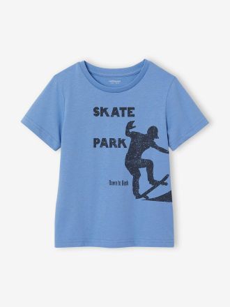 Vertbaudet Jungen T-Shirt BASIC mit Print vorn blau