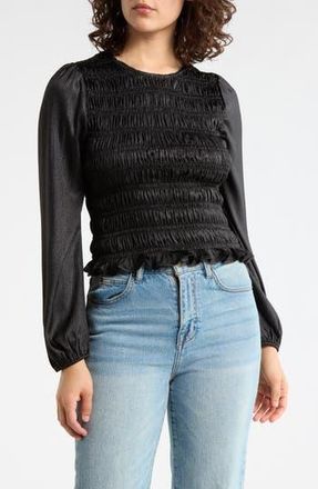 Elodie Smocked Ruffled Top in Black at Nordstrom Rack, Size X-Small