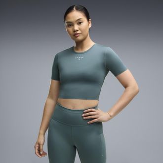 Puma T-shirt cropped PUMA x HYROX PWRMODE da donna, Abbigliamento, Verde, XL