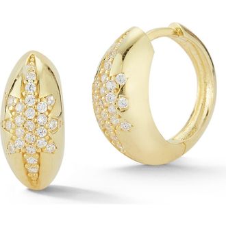 Sphera Milano Pav&eacute; Cubic Zirconia Starburst Hoop Earrings in Gold at Nordstrom Rack