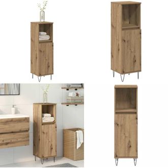 vidaXL Armadietto Bagno Rovere 30x30x100 cm Legno Multistrato - Armadio bagno - Armadio in legno