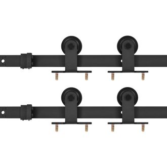 vidaXL Vidaxl - Kit De Herrajes De Puertas Correderas Acero Negro 2 Uds 183 Cm