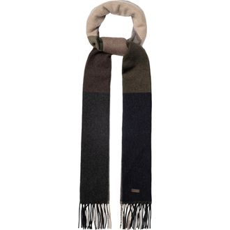 Eton Colorblock Cashmere Fringe Scarf in Medium Brown at Nordstrom