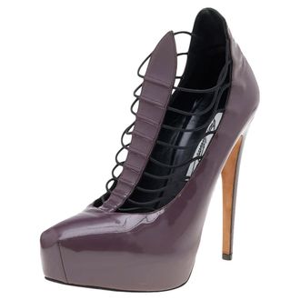 Brian Atwood Mauve Patent Leather Cage Platform Pumps