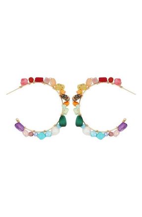 Panacea Stone Lined Hoop Earrings in Multi at Nordstrom