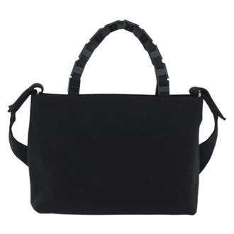 Ferragamo Vintage Canvas Black Canvas Handbag (Pre-Owned)