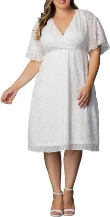 Kiyonna Heavenly Eyelet Surplice Cocktail Dress in Ivory Eyelet at Nordstrom, Size 0X