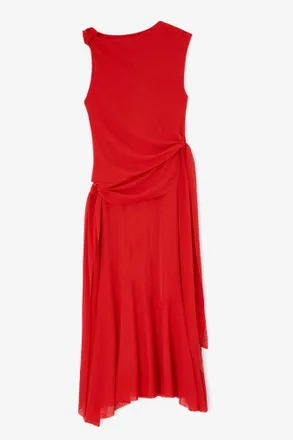 Ganni Long Dress in Marl Mesh - Size 10/12 Goji Berry