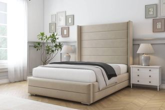Comfort Beds Milano Coniston Bed Frame - 50 Upholstered Wingback Headboard in Cream | Size: Single