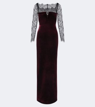 Roland Mouret Lace-trimmed velvet gown