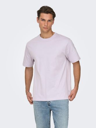 Only & Sons Rundhalsshirt ONLY & SONS ONSFRED RLX SS TEE, Herren, Gr. XXL, misty lila, Single Jersey, Obermaterial: 100% Baumwolle, unifarben, relaxed fit normal,