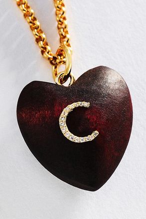 Timeless Pearly Wood Initial Pendant Necklace