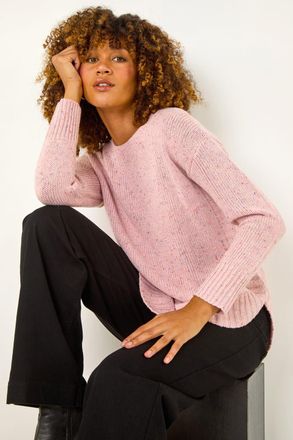 Roman Nep Fabric Curved Hem Jumper