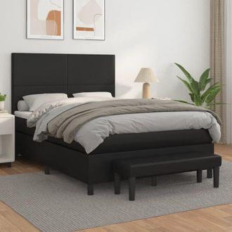 vidaXL Vidaxl - Cama Box Spring Con Colch&oacute;n Cuero Sint&eacute;tico Negro 140x200cm