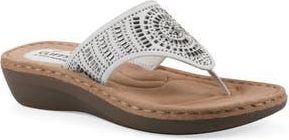 White Mountain Cienna Thong Sandal - Wide Width in White Fabric at Nordstrom Rack, Size 6.5