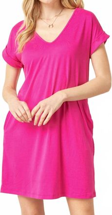 Entro Everyday Pocket Short Dress In Fuchsia