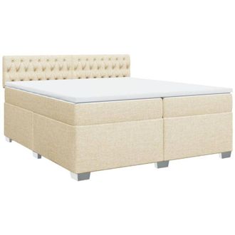 vidaXL Cama Box Spring Con Colch&oacute;n Tela Color Crema 200x200 Cm Vidaxl
