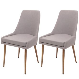 Hhg Hhg - Lote De 2 Sillas De Comedor 069, Silla De Cocina Silla Tapizada, Tela/textil (280g/m&sup2;) Metal, Gris Claro