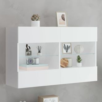 vidaXL Mueble De Tv De Pared Con Luces Led Blanco 98,5x30x60,5 Cm Vidaxl