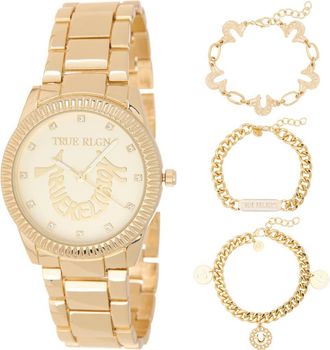 True Religion 4-Piece Status Arched Watch & Bracelet Set in Gold at Nordstrom Rack
