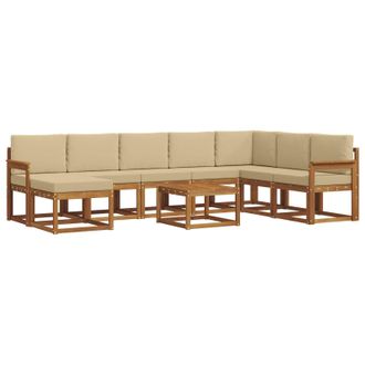 vidaXL Conjunto De Sof&aacute;s De Exterior Con Coj&iacute;n 9 Pcs Natural Y Beige Vidaxl